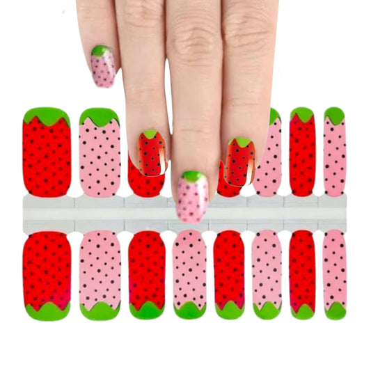 Strawberries | Nail Wraps | Nail Stickers | Nail Strips | Gel Nails | Nail Polish Wraps - Nailfordable