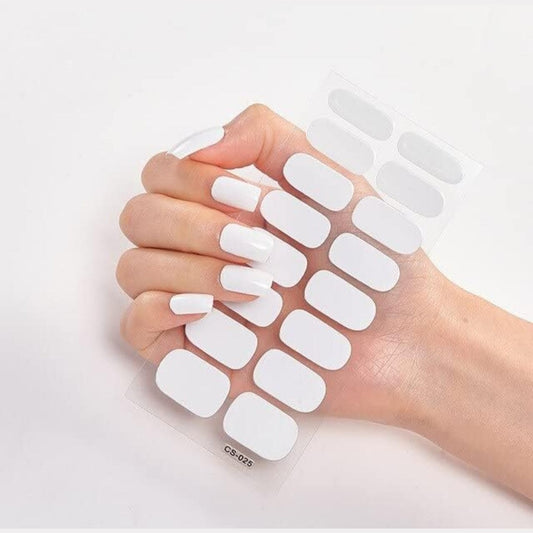 White solid | Nail Wraps | Nail Stickers | Nail Strips | Gel Nails | Nail Polish Wraps - Nailfordable