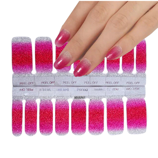 Red to Silver gradient | Nail Wraps | Nail Stickers | Nail Strips | Gel Nails | Nail Polish Wraps - Nailfordable