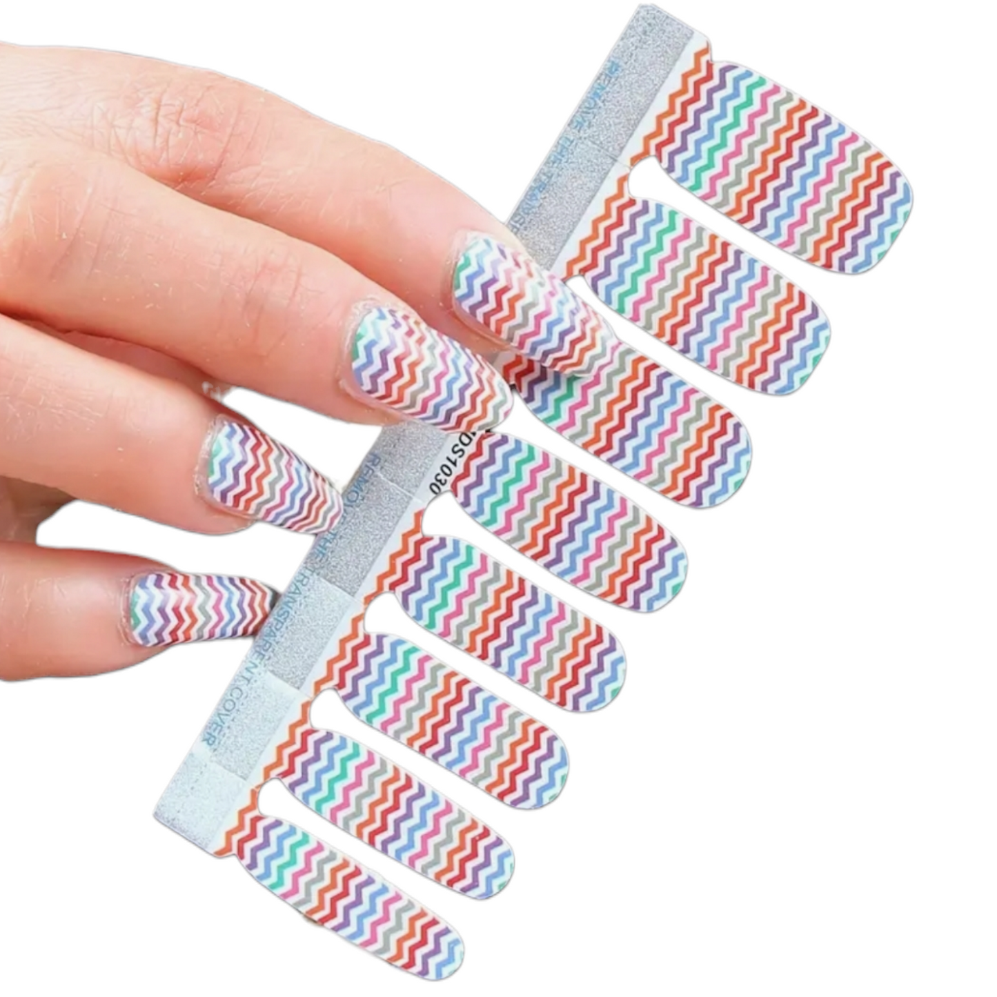 Multi Color waves | Nail Wraps | Nail Stickers | Nail Strips | Gel Nails | Nail Polish Wraps - Nailfordable