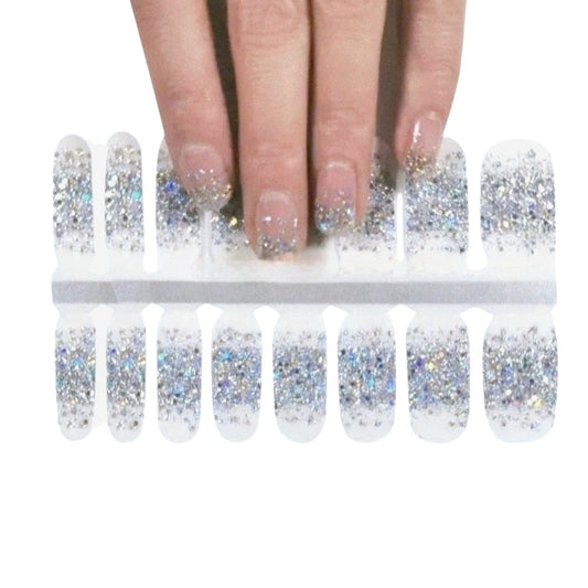 Silver sparkles tips | Nail Wraps | Nail Stickers | Nail Strips | Gel Nails | Nail Polish Wraps - Nailfordable