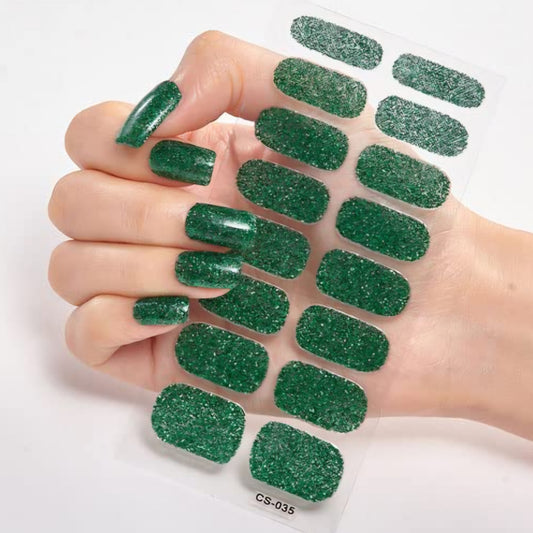 Green glitter | Nail Wraps | Nail Stickers | Nail Strips | Gel Nails | Nail Polish Wraps - Nailfordable