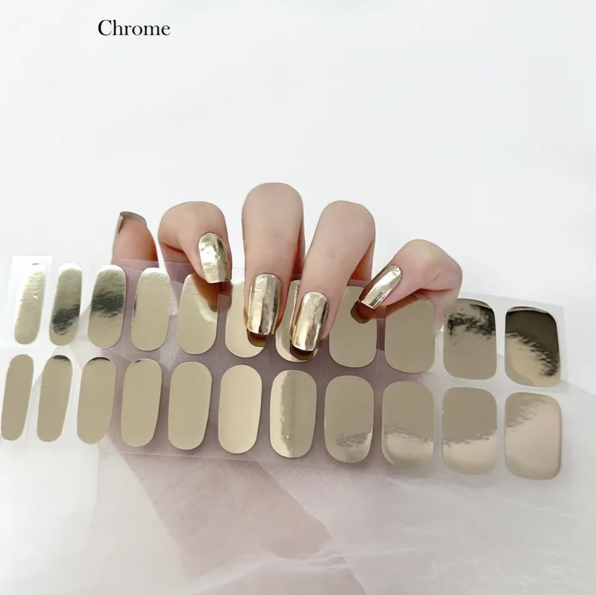 Golden Mirror - Cured Gel Wraps Air Dry/Non UV | Nail Wraps | Nail Stickers | Nail Strips | Gel Nails | Nail Polish Wraps - Nailfordable