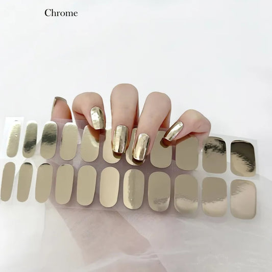 Golden Mirror - Cured Gel Wraps Air Dry/Non UV | Nail Wraps | Nail Stickers | Nail Strips | Gel Nails | Nail Polish Wraps - Nailfordable