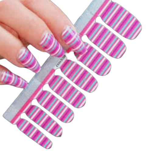 Multi color stripes | Nail Wraps | Nail Stickers | Nail Strips | Gel Nails | Nail Polish Wraps - Nailfordable