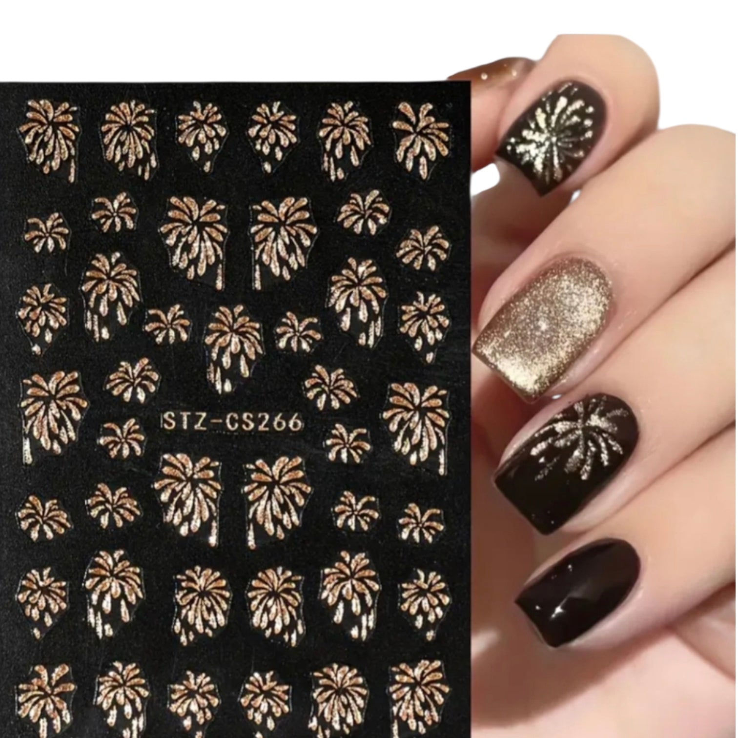 Gold fireworks nail stickers | Nail Wraps | Nail Stickers | Nail Strips | Gel Nails | Nail Polish Wraps - Nailfordable