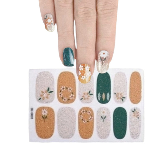 Circle of flowers | Nail Wraps | Nail Stickers | Nail Strips | Gel Nails | Nail Polish Wraps - Nailfordable