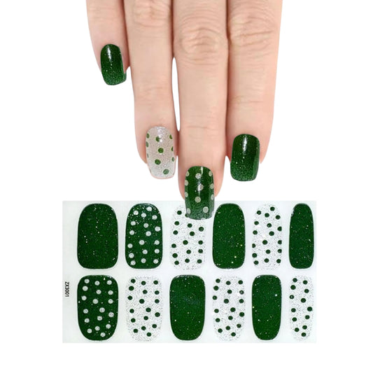 Green and white polkadots | Nail Wraps | Nail Stickers | Nail Strips | Gel Nails | Nail Polish Wraps - Nailfordable