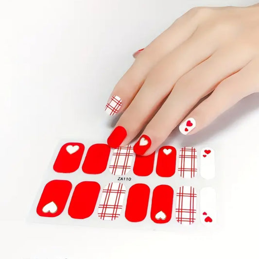 White heart | Nail Wraps | Nail Stickers | Nail Strips | Gel Nails | Nail Polish Wraps - Nailfordable