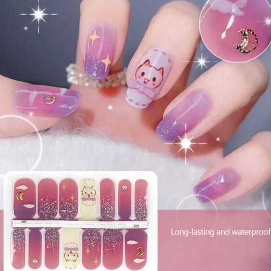 Kittie Crystal Wraps | Nail Wraps | Nail Stickers | Nail Strips | Gel Nails | Nail Polish Wraps - Nailfordable