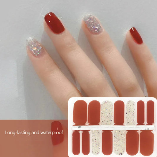 Red and silver sparks accents Crystal Wraps | Nail Wraps | Nail Stickers | Nail Strips | Gel Nails | Nail Polish Wraps - Nailfordable