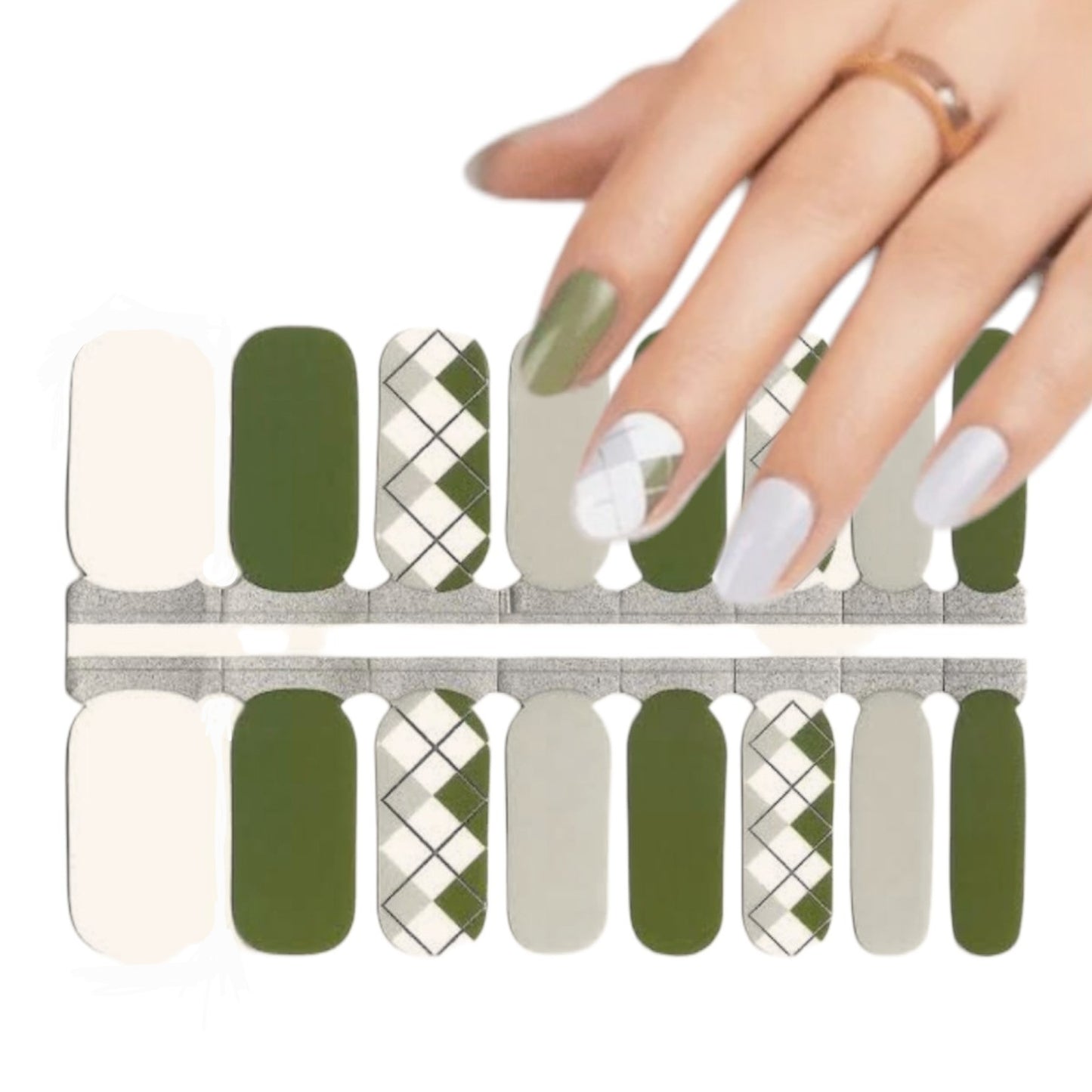 Olive Argyle | Nail Wraps | Nail Stickers | Nail Strips | Gel Nails | Nail Polish Wraps - Nailfordable