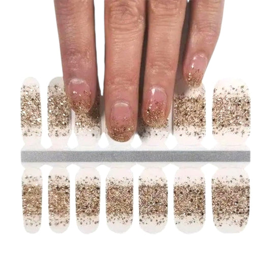 Gold Rain French Tips | Nail Wraps | Nail Stickers | Nail Strips | Gel Nails | Nail Polish Wraps - Nailfordable