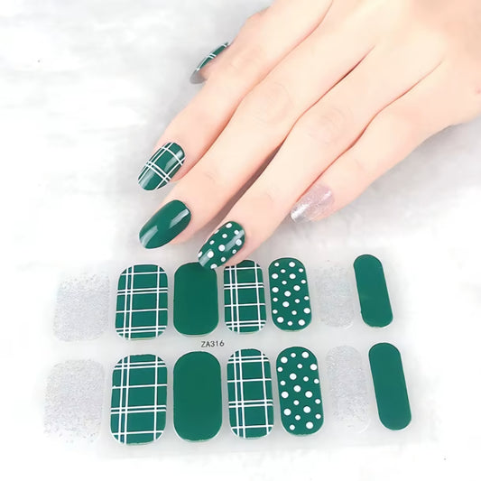 Plaid and dotty green | Nail Wraps | Nail Stickers | Nail Strips | Gel Nails | Nail Polish Wraps - Nailfordable