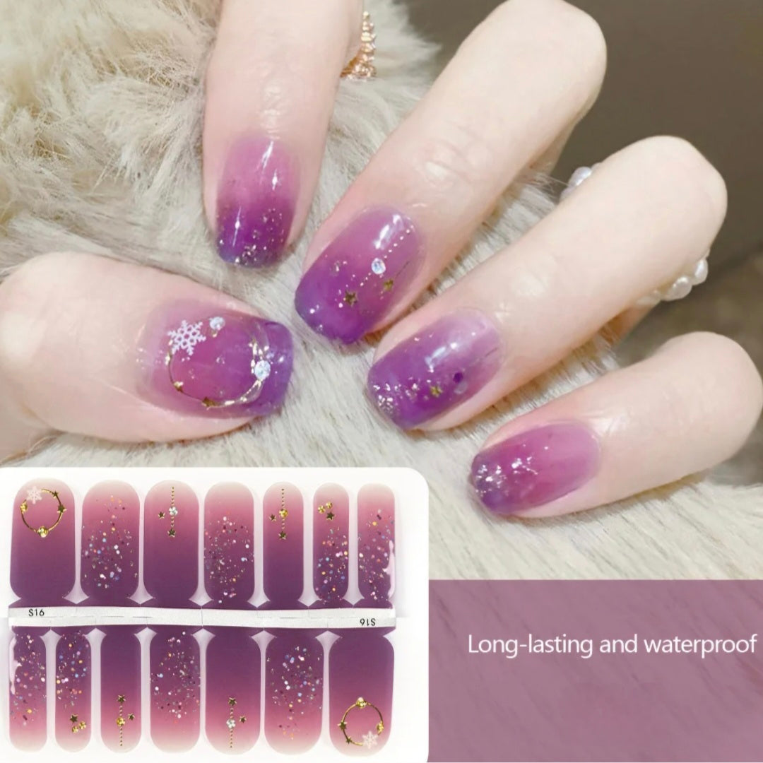 Purple Winter Crystal Wraps | Nail Wraps | Nail Stickers | Nail Strips | Gel Nails | Nail Polish Wraps - Nailfordable