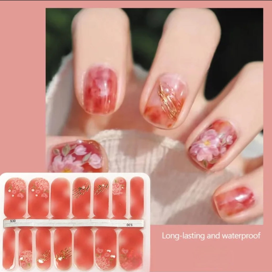 Blurry Flowers Crystal Wraps | Nail Wraps | Nail Stickers | Nail Strips | Gel Nails | Nail Polish Wraps - Nailfordable