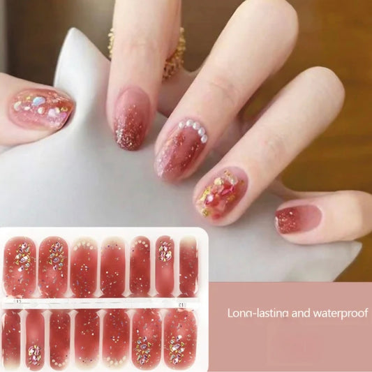 White pearls Crystal Wraps | Nail Wraps | Nail Stickers | Nail Strips | Gel Nails | Nail Polish Wraps - Nailfordable