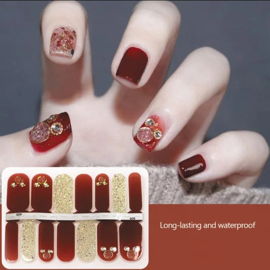 Gold Mickey Crystal Wraps | Nail Wraps | Nail Stickers | Nail Strips | Gel Nails | Nail Polish Wraps - Nailfordable