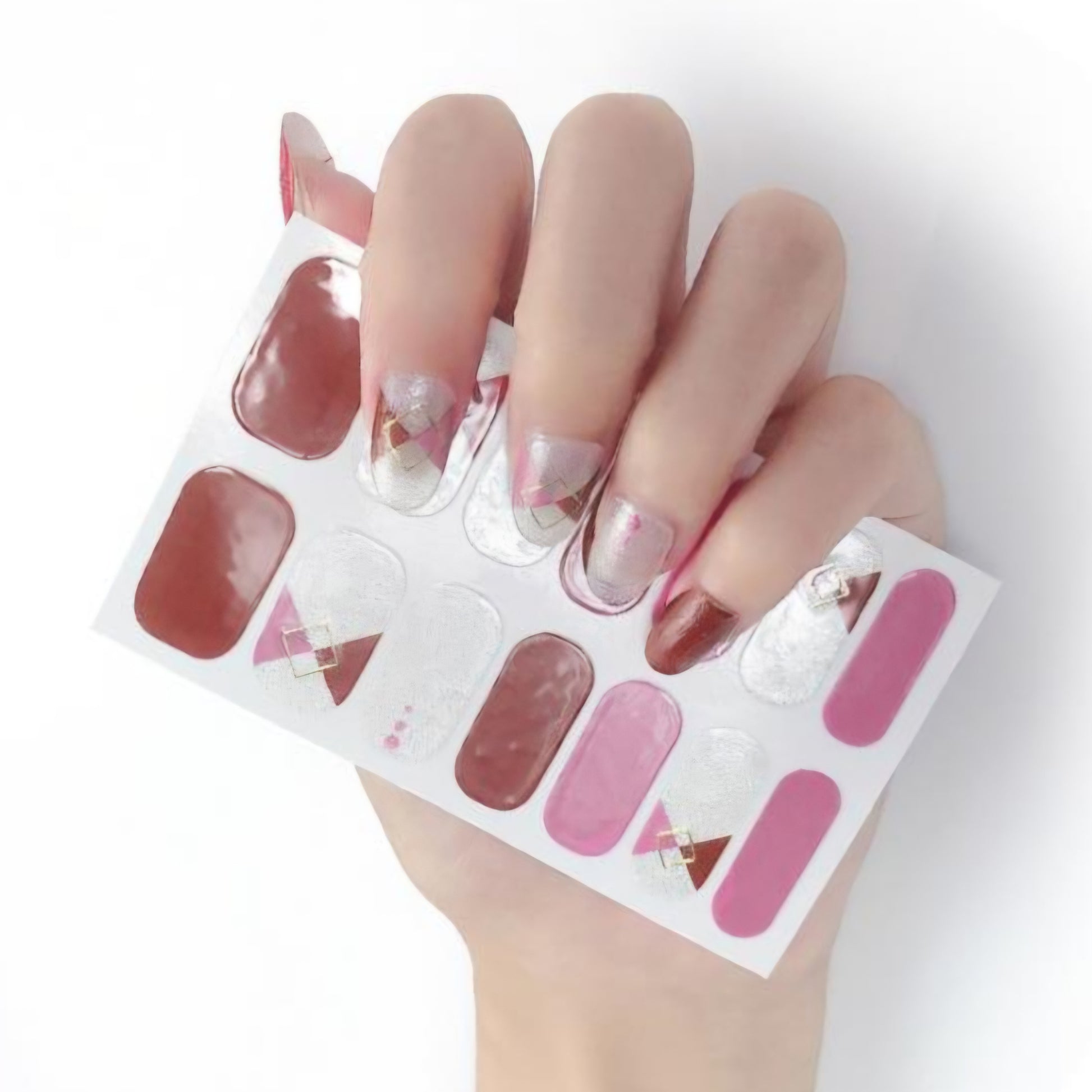 Pink Triangles | Nail Wraps | Nail Stickers | Nail Strips | Gel Nails | Nail Polish Wraps - Nailfordable