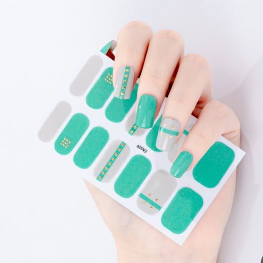Gold dots line | Nail Wraps | Nail Stickers | Nail Strips | Gel Nails | Nail Polish Wraps - Nailfordable