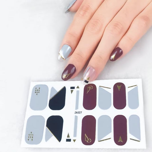 Gold geo shapes | Nail Wraps | Nail Stickers | Nail Strips | Gel Nails | Nail Polish Wraps - Nailfordable