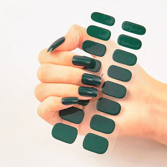 Dark Green solid | Nail Wraps | Nail Stickers | Nail Strips | Gel Nails | Nail Polish Wraps - Nailfordable