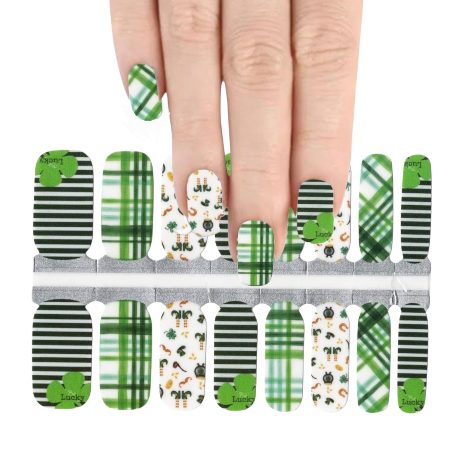 St. Patrick's plaid | Nail Wraps | Nail Stickers | Nail Strips | Gel Nails | Nail Polish Wraps - Nailfordable