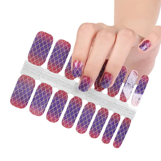 Purple fishnet gradient | Nail Wraps | Nail Stickers | Nail Strips | Gel Nails | Nail Polish Wraps - Nailfordable