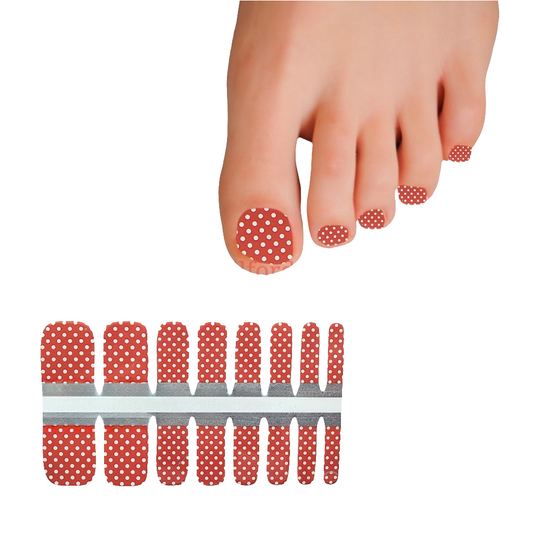 Dots on red | Nail Wraps | Nail Stickers | Nail Strips | Gel Nails | Nail Polish Wraps - Nailfordable