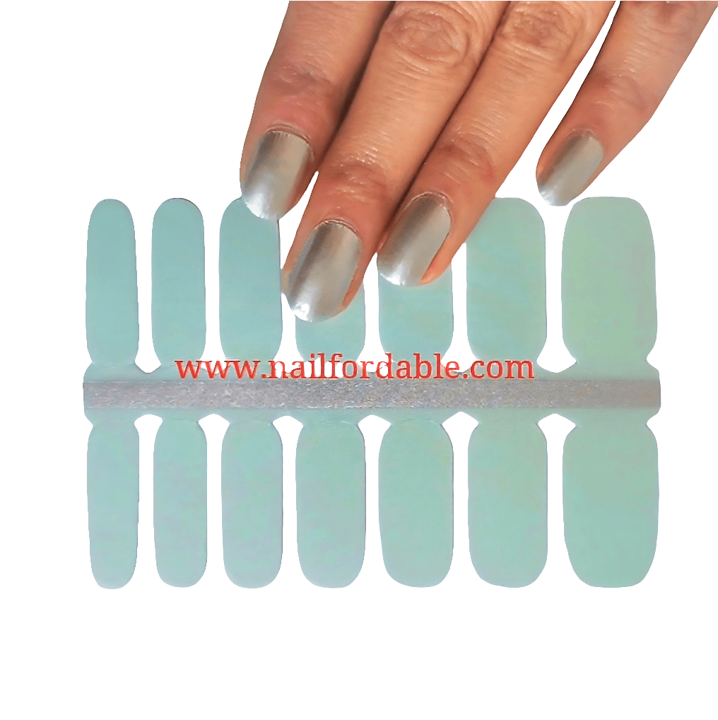 Cyan Luster solid | Nail Wraps | Nail Stickers | Nail Strips | Gel Nails | Nail Polish Wraps - Nailfordable