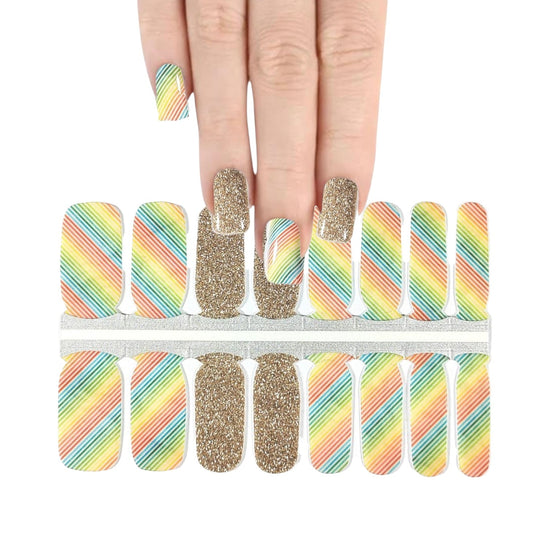 Multicolor lines | Nail Wraps | Nail Stickers | Nail Strips | Gel Nails | Nail Polish Wraps - Nailfordable