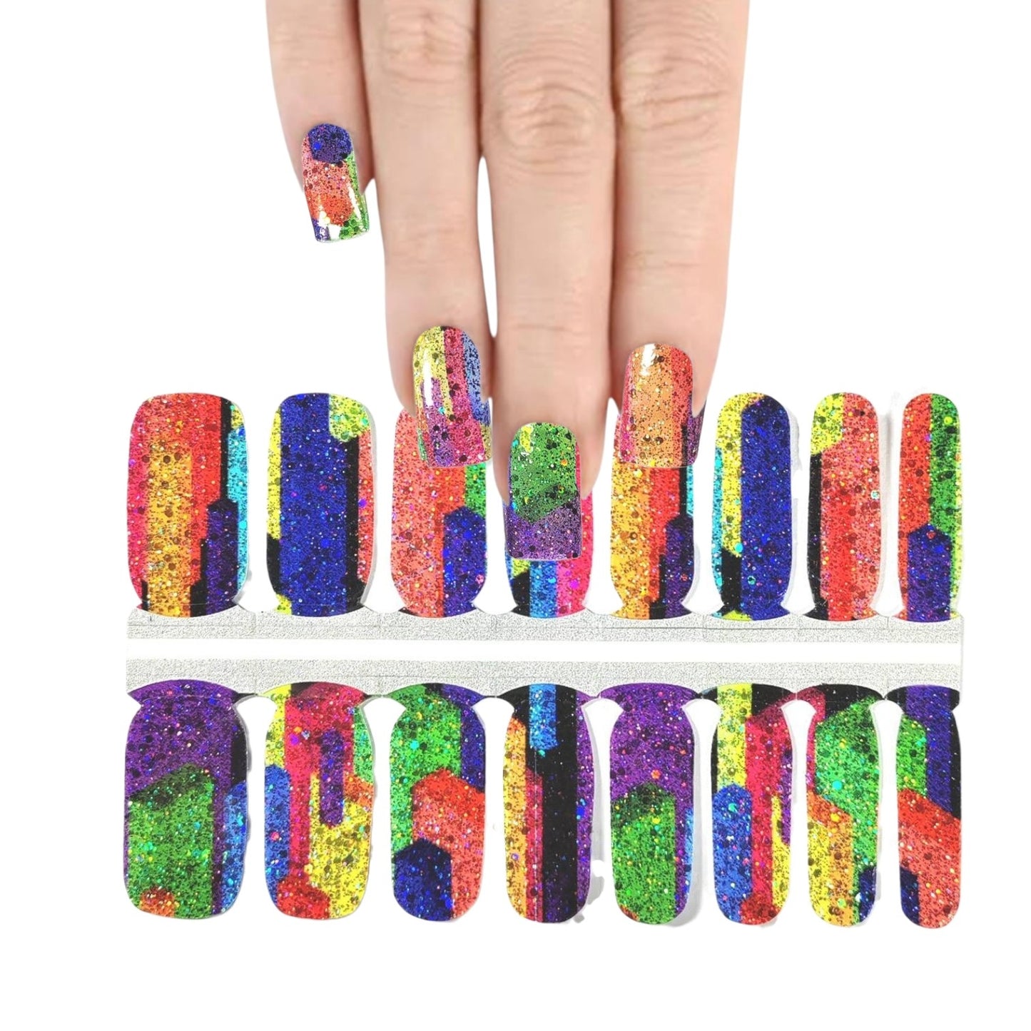 Glittrt Art multicolor | Nail Wraps | Nail Stickers | Nail Strips | Gel Nails | Nail Polish Wraps - Nailfordable