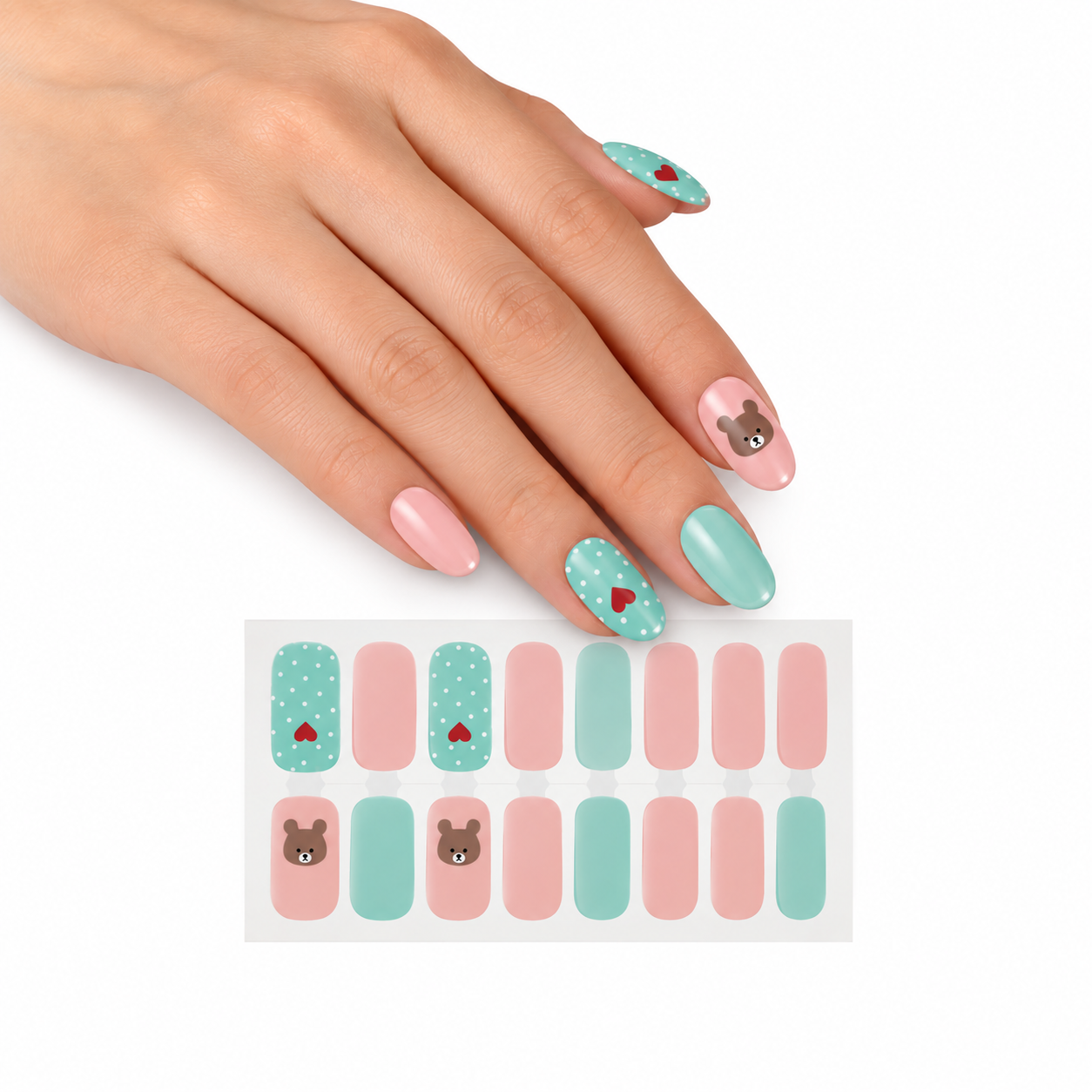 Lovely teddy | Nail Wraps | Nail Stickers | Nail Strips | Gel Nails | Nail Polish Wraps - Nailfordable