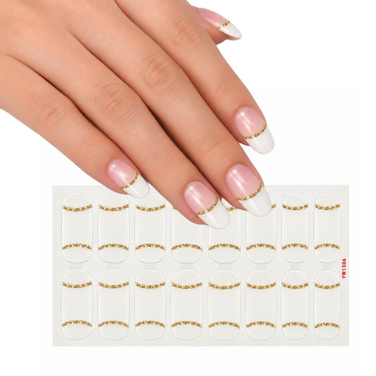 Gold line tips | Nail Wraps | Nail Stickers | Nail Strips | Gel Nails | Nail Polish Wraps - Nailfordable