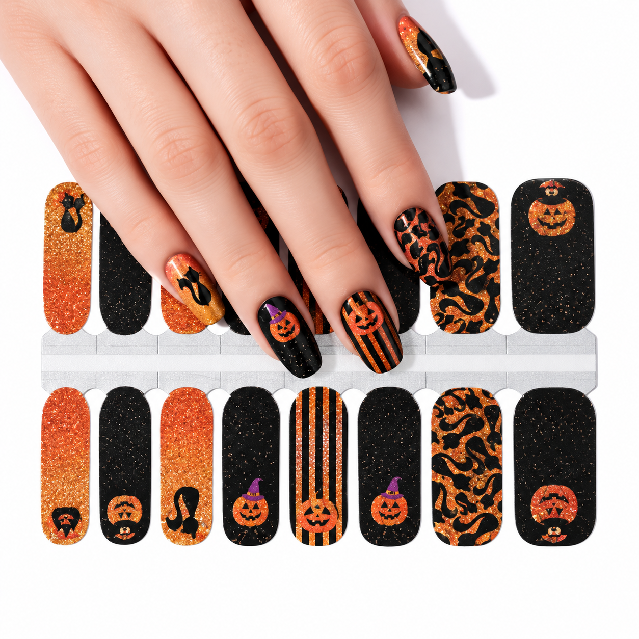 Pumpkins and Cats | Nail Wraps | Nail Stickers | Nail Strips | Gel Nails | Nail Polish Wraps - Nailfordable