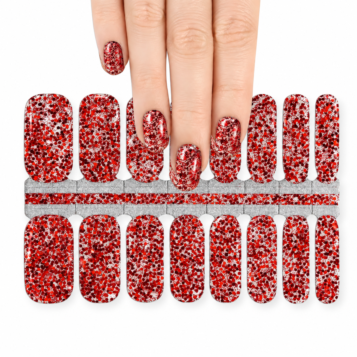 Red Sparkles | Nail Wraps | Nail Stickers | Nail Strips | Gel Nails | Nail Polish Wraps - Nailfordable