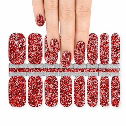 Red Sparkles | Nail Wraps | Nail Stickers | Nail Strips | Gel Nails | Nail Polish Wraps - Nailfordable