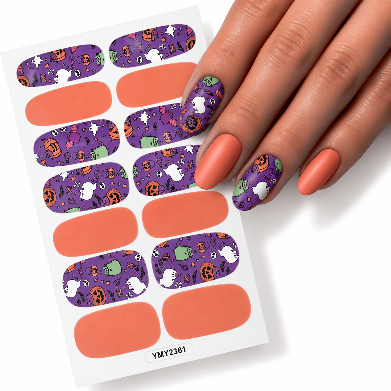 Pumpkins and Bats | Nail Wraps | Nail Stickers | Nail Strips | Gel Nails | Nail Polish Wraps - Nailfordable
