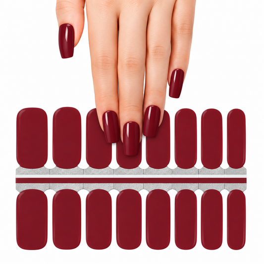 Burgundy | Nail Wraps | Nail Stickers | Nail Strips | Gel Nails | Nail Polish Wraps - Nailfordable