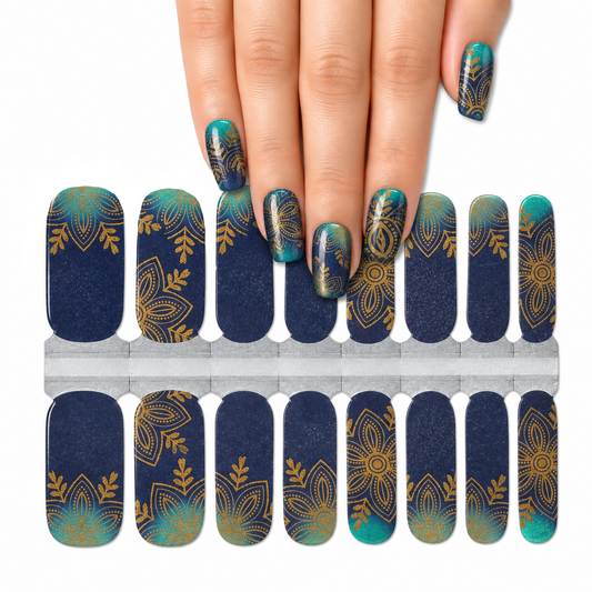Gold Mandala flowers | Nail Wraps | Nail Stickers | Nail Strips | Gel Nails | Nail Polish Wraps - Nailfordable