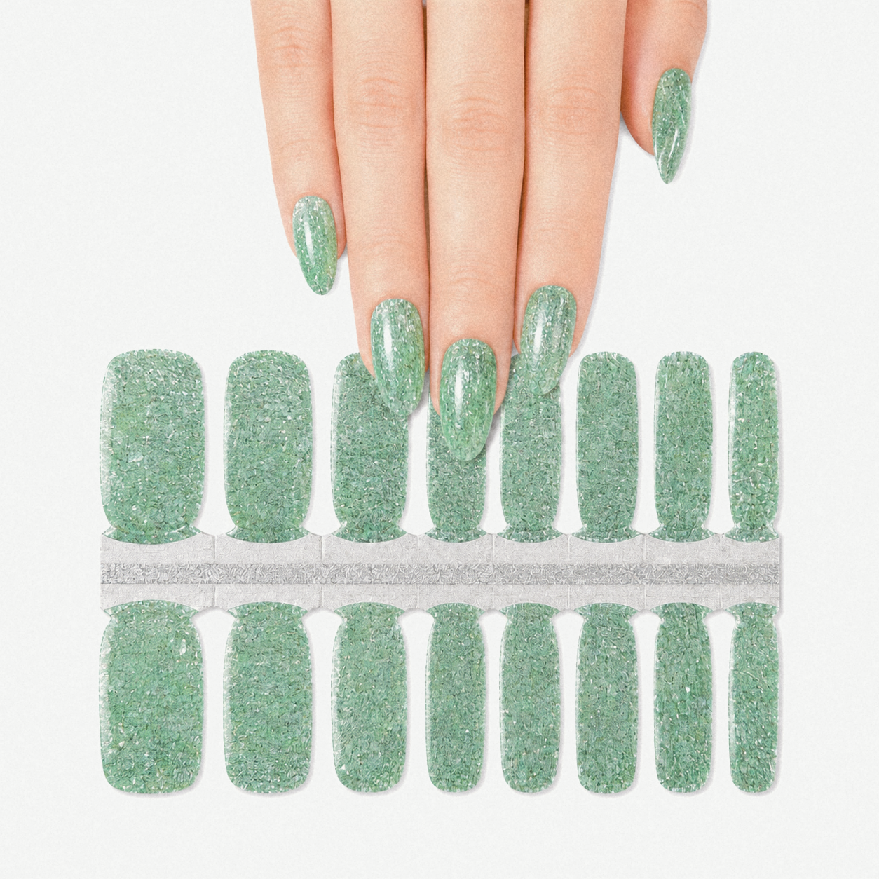 Light Green glitter | Nail Wraps | Nail Stickers | Nail Strips | Gel Nails | Nail Polish Wraps - Nailfordable