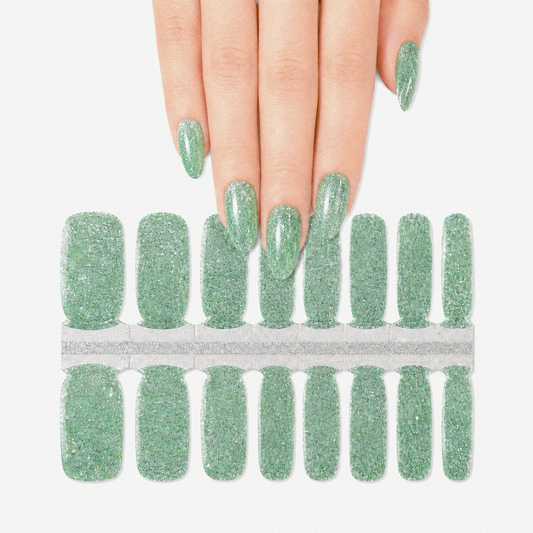 Light Green glitter | Nail Wraps | Nail Stickers | Nail Strips | Gel Nails | Nail Polish Wraps - Nailfordable