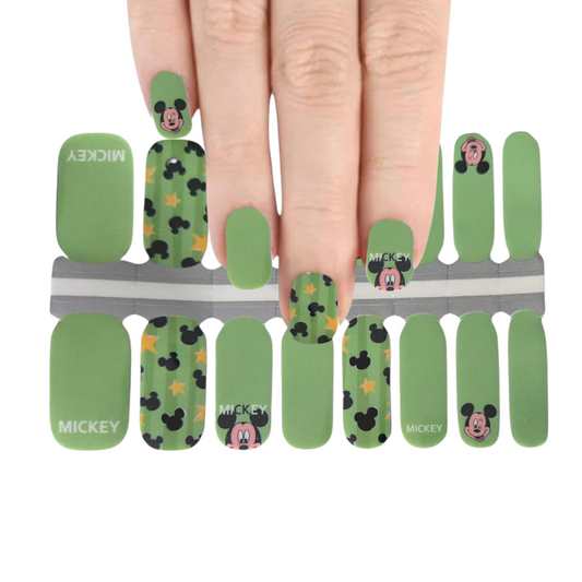 Disney - Mickey on green | Nail Wraps | Nail Stickers | Nail Strips | Gel Nails | Nail Polish Wraps - Nailfordable