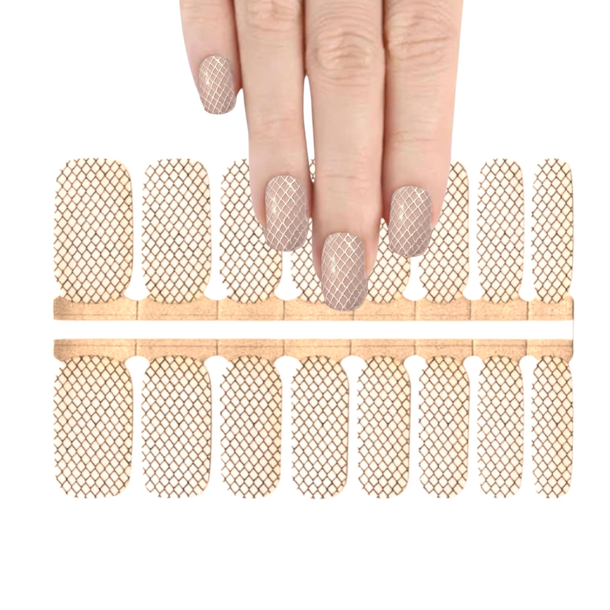 Gold net Overlay | Nail Wraps | Nail Stickers | Nail Strips | Gel Nails | Nail Polish Wraps - Nailfordable