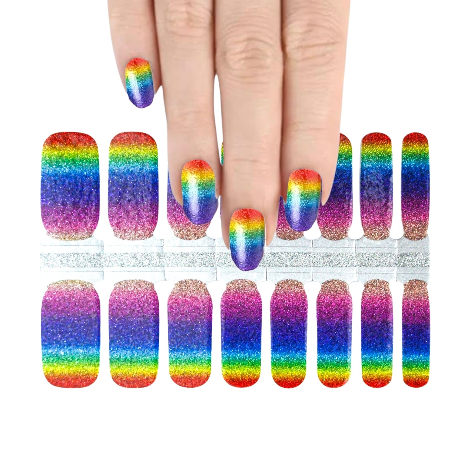 Pride Rainbow Glitter | Nail Wraps | Nail Stickers | Nail Strips | Gel Nails | Nail Polish Wraps - Nailfordable