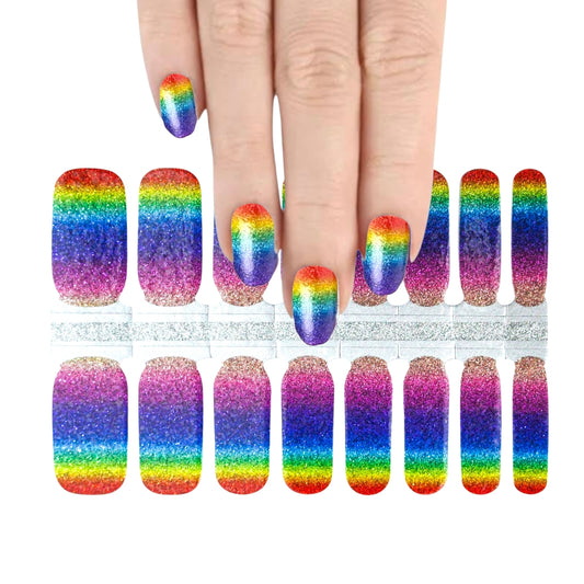 Pride Rainbow Glitter | Nail Wraps | Nail Stickers | Nail Strips | Gel Nails | Nail Polish Wraps - Nailfordable
