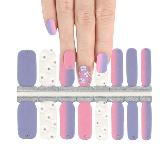 White flowers and bicolor | Nail Wraps | Nail Stickers | Nail Strips | Gel Nails | Nail Polish Wraps - Nailfordable