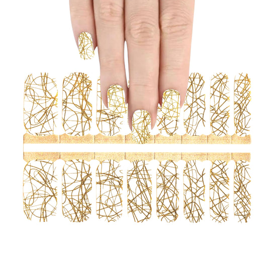 Gold Web | Nail Wraps | Nail Stickers | Nail Strips | Gel Nails | Nail Polish Wraps - Nailfordable