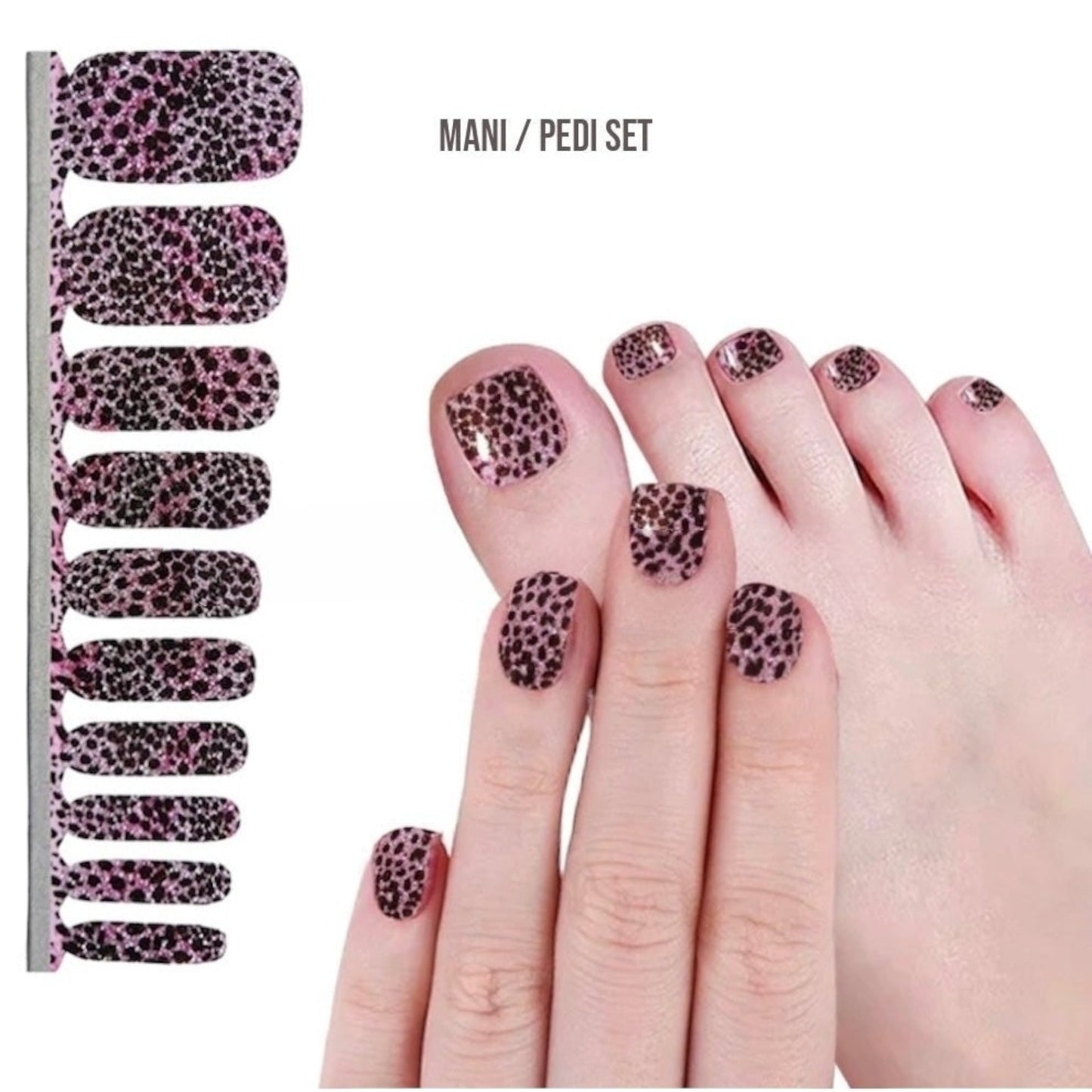 Pink Leopard glitter | Nail Wraps | Nail Stickers | Nail Strips | Gel Nails | Nail Polish Wraps - Nailfordable