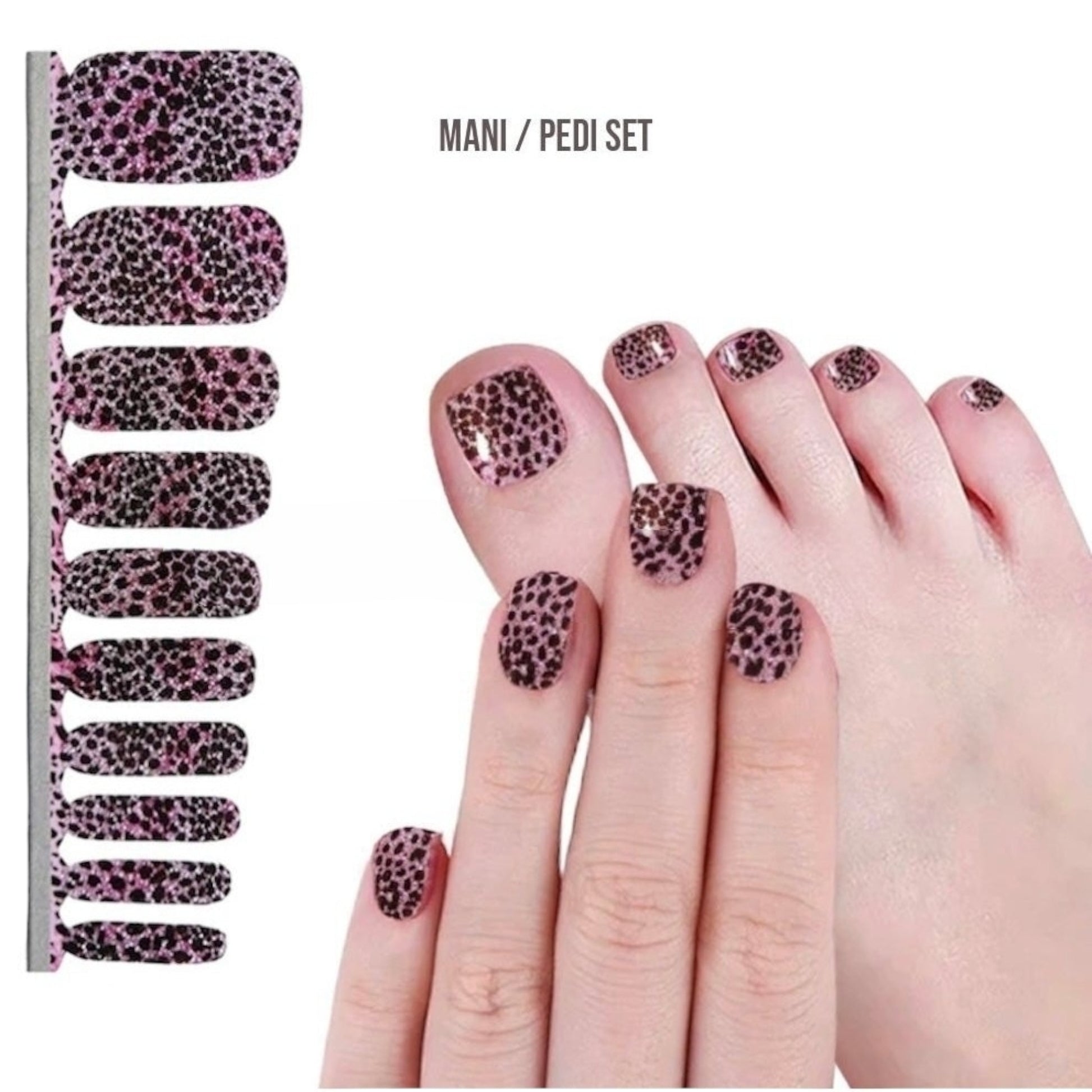 Pink Leopard glitter | Nail Wraps | Nail Stickers | Nail Strips | Gel Nails | Nail Polish Wraps - Nailfordable
